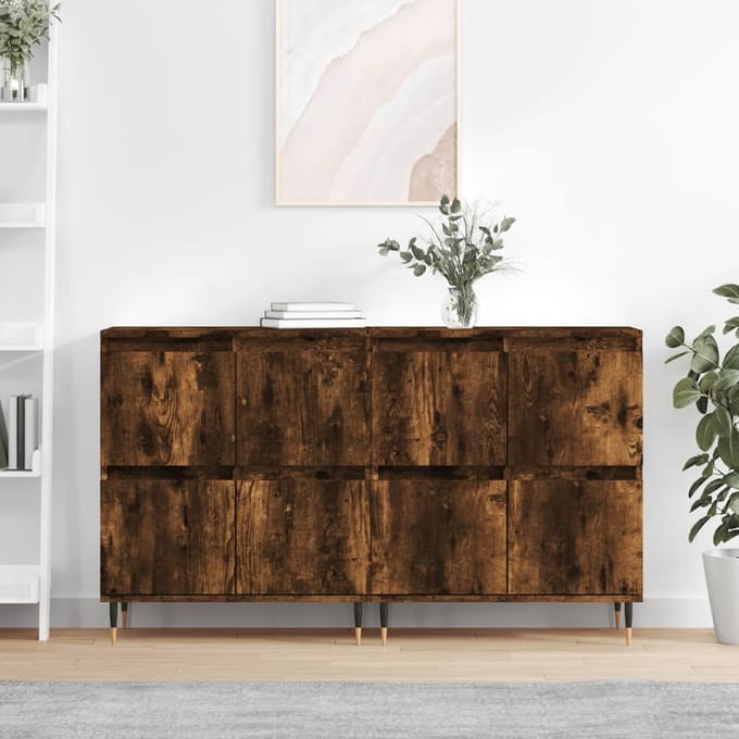 vidaXL - Dressoirs - 2 - st - bewerkt - hout - gerookt - eikenkleurig