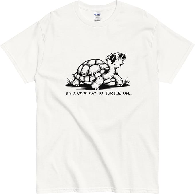 Grappig T Shirt Dames en Heren - It's a Good Day to Turtle On - Schilpad - Wit - L