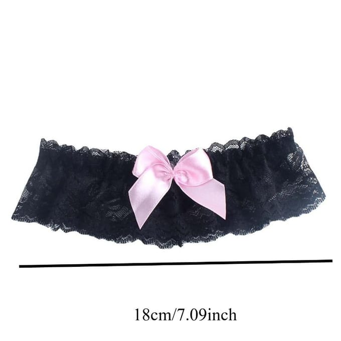 Anneau de cuisse sexy en dentelle avec nœud papillon, anneau de jambe élastique, boucle de jambe, ceinture de jarretière pour mariée, accessoires de fête Cosplay black