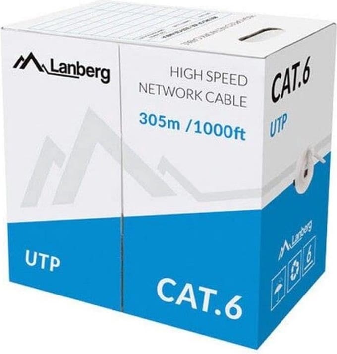 Lanberg LC-6UTP-305M-GY – Netwerkkabel Cat6 UTP 305m Rol Grijs (Solid CU, CPR, Fluke Passed)