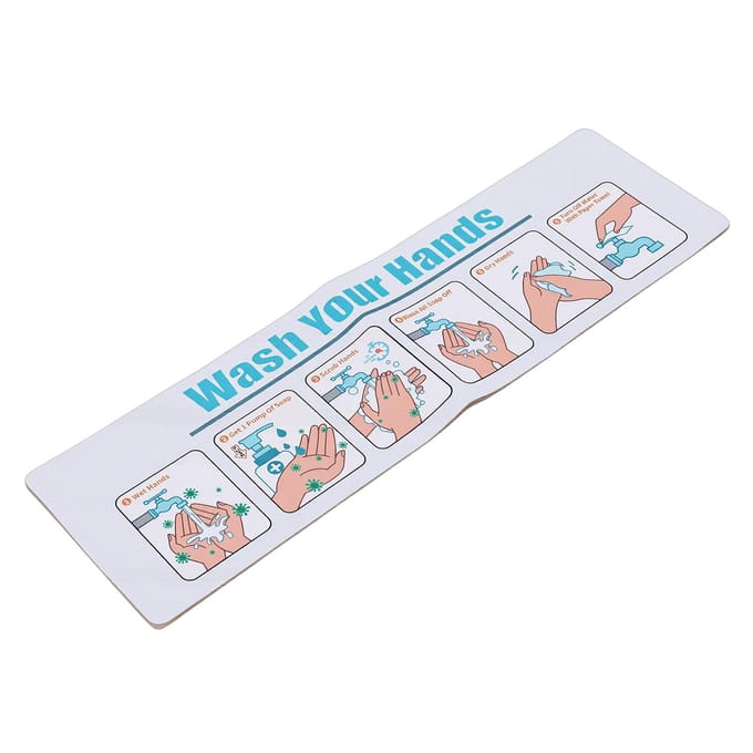 Handenwassen Instructiebord Poster Waterdicht Zelfklevend Handenwassen   voor School Restaurant white