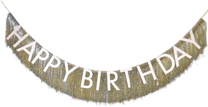 Ginger Ray - Letterslinger gold fringe happy birthday - 1,5 meter