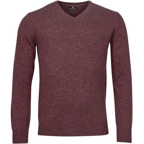 Baileys Trui V-Neck Lambswool Uni Color Single Knit Cerise / male