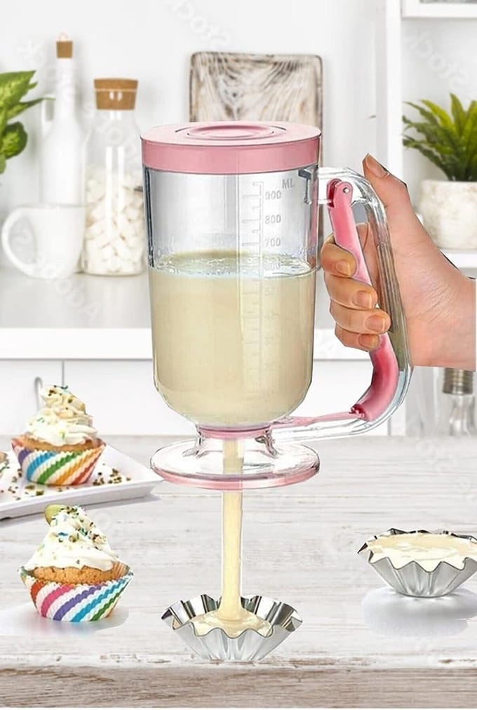 Beslag Dispenser - Mix Maker - Bakken Maken - Eenvoudig Doseren - 900ml - Wit