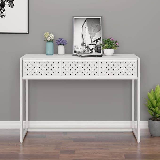 vidaXL - Wandtafel - 106x35x75 - cm - staal - wit