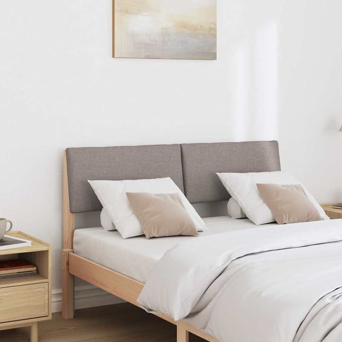 vidaXL - Gestoffeerd - hoofdbord - Taupe - 120 - cm - Massief - grenenhout