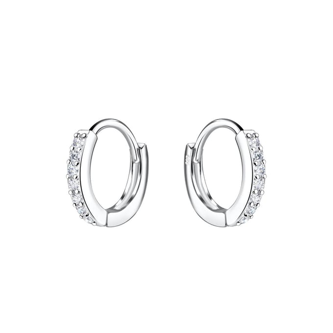 Joy|S - Zilveren oorringen 11 mm - zirkonia - dikte: 2 mm - scharnier sluiting