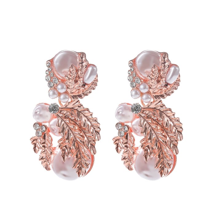 Fliex - oorbellen - parels - rosé goud - statement