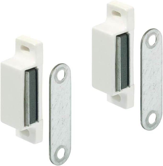 Magneetsnaper Meubel - Deursluiting Kast - Kasten Sluiten - Verstelbaar Langgat - 2 Stuks - Wit