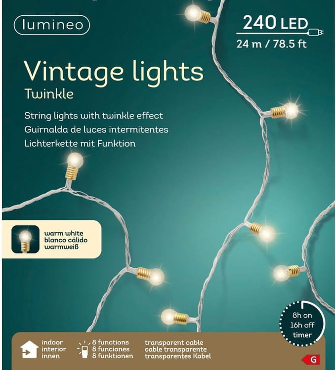 Lumineo - LED stringlight l2390c transparant/warm wit