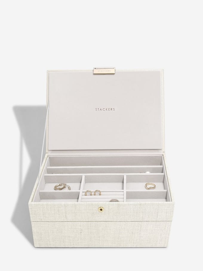 STACKERS LINEN OATMEAL - Sieradendoos - Juwelendoos - Sieradenhouder - Sieraden Organizer - 2-set