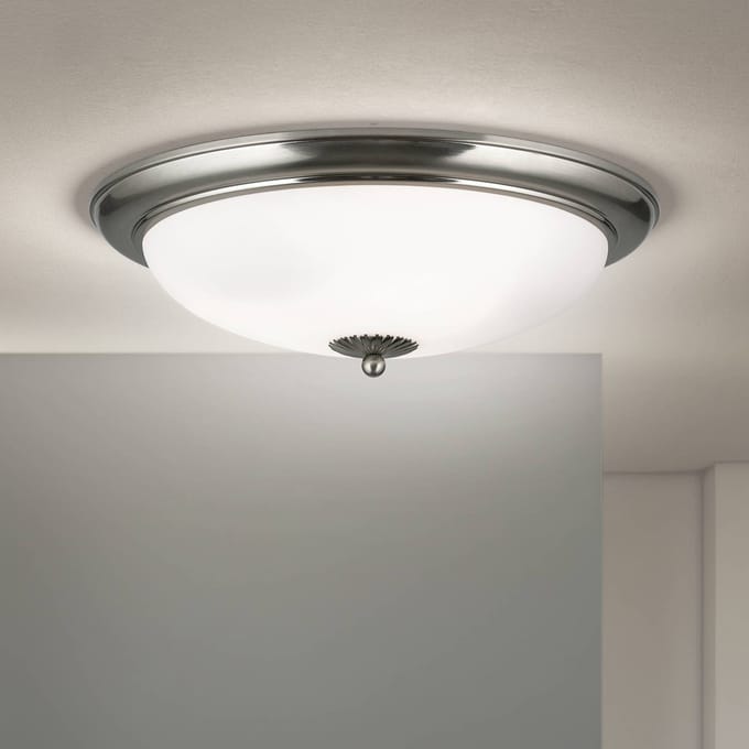 ORION Empire plafondlamp, Ø 48 cm, mat nikkel, mat opaal glas