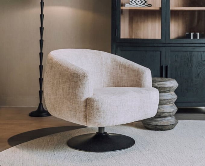 Tower Living Barga Fauteuil - fabric TED 24 off white (draaibaar)