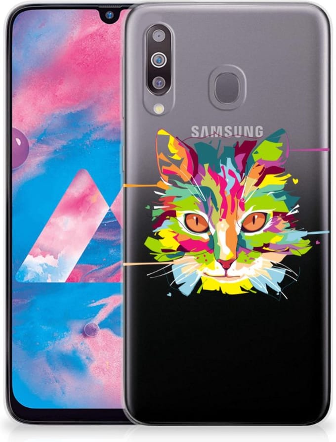 Samsung Galaxy M30 Telefoonhoesje met Naam Cat Color