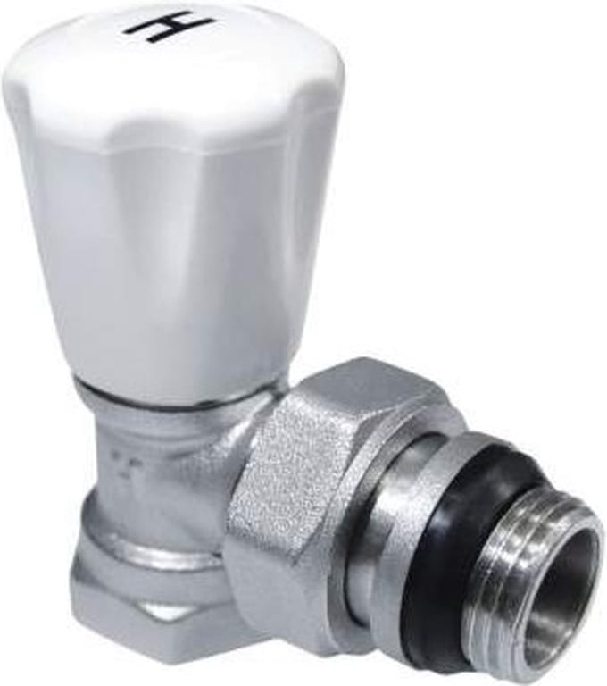 Radiatorconnect manuele radiatorkraan 1/2" x 1/2" haaks O-ring.