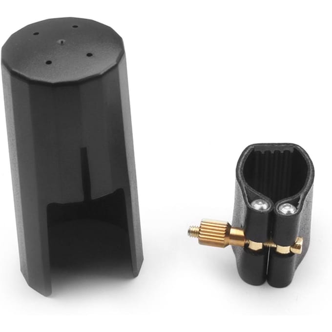Altsaxofoon Saxofoon Mondstuk Kap PU Lederen Ligatuur voor Sax Accessoire zwart
