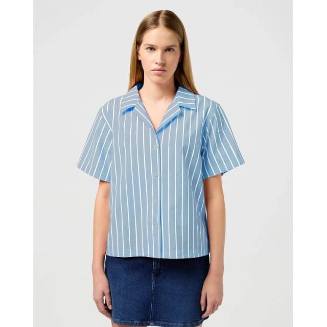 Wrangler - CAMP SHIRT BLEACHED DENIM - L