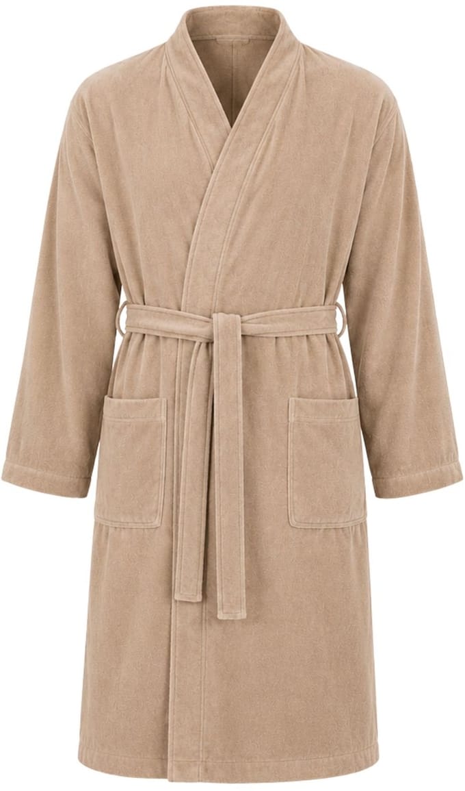 Badjas Katoen Kimono - Dames & Heren - beige - S/M