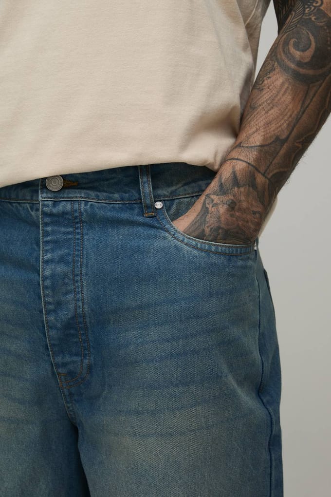 Tall Essential Longline Denim Jorts | Antique Blue | Size 54