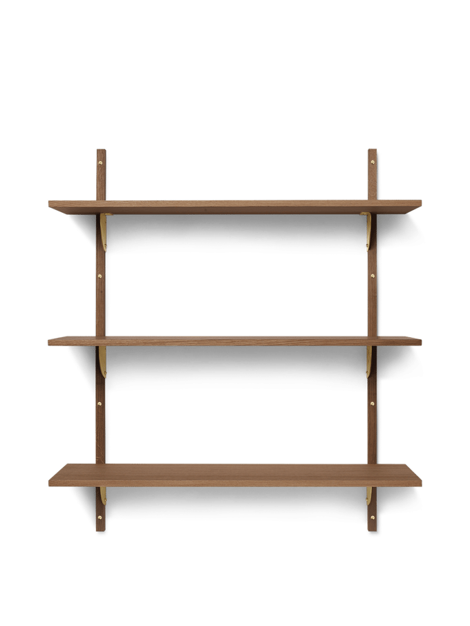 Ferm Living Sector Wandrek - gerookt eiken - Messing - 3 Wandplanken - breed