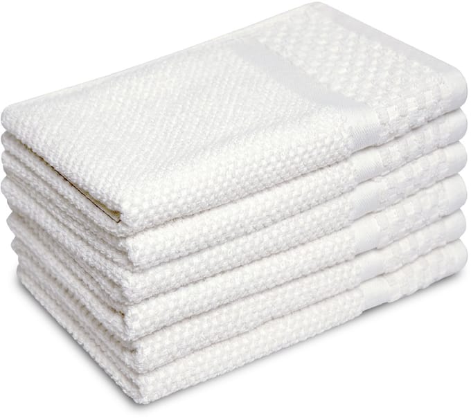 PHLOX Soft Popcorn Gastendoekjes 30x50 cm - Set van 6 - 100% Katoen 500 g/m2 - Wit