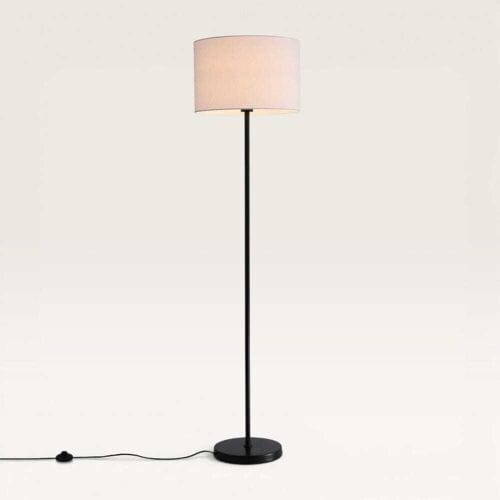 LUSENZ Lenyro - Zwarte Staande lamp Metaal 150 cm - Modern design - Woonkamer lamp  - Linnen kap - E27 fitting - Met voetschakelaar