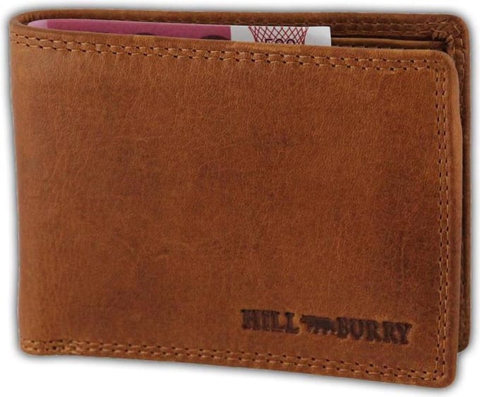 Hillburry V88806 Compacte Leren Heren Portemonnee - Billfold - Bruin