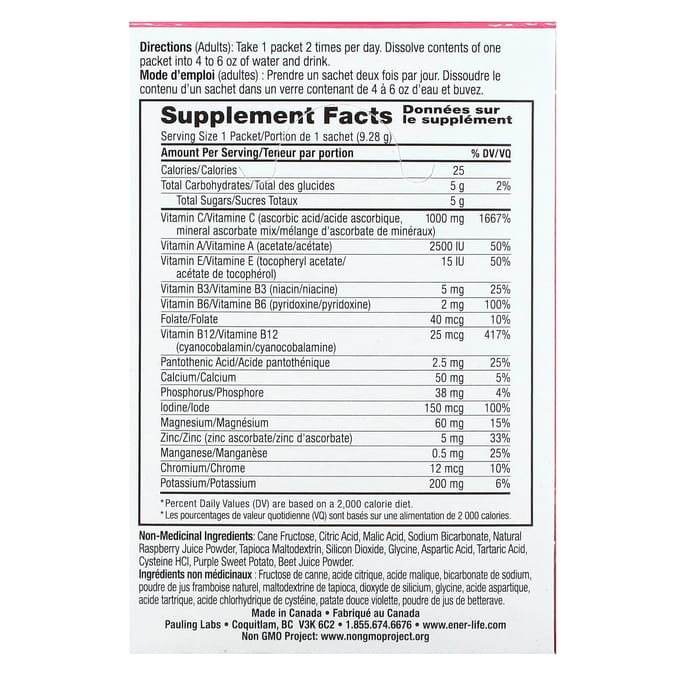Ener-C, Vitamine C, Mélange pour Boisson Multivitamines, Framboise, 1 000 mg, 30 Sachets, 9,28 g (0,3 oz) Chaque