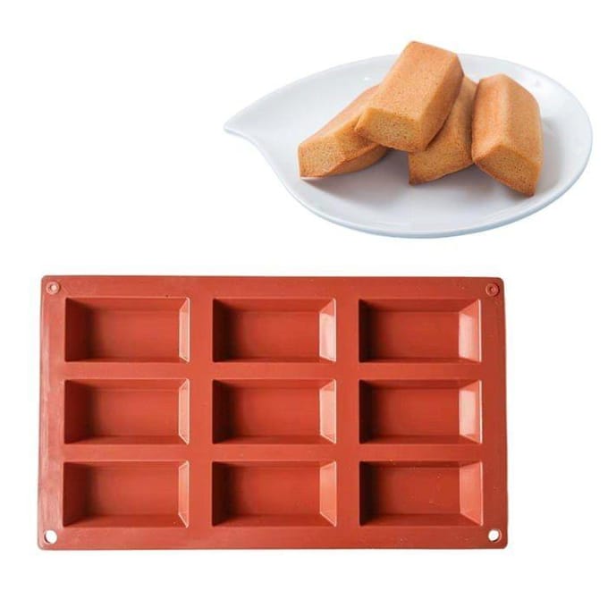 Moule financiers - ALURRA - 9 cavités - Silicone - Rouge - 1 pièce