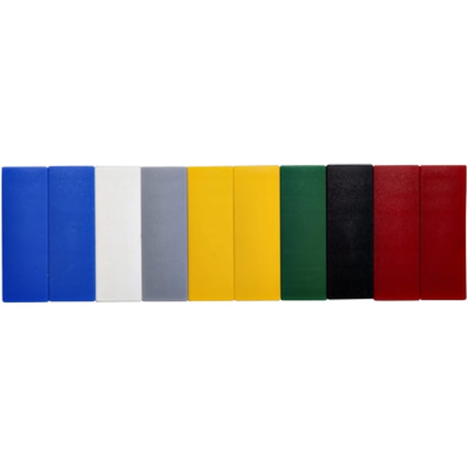 MAUL Magneet rechthoek 10 stuks 1 kg kunststof Ferriet bruchsicher erodiert lackiert 5.4 x 1.9 x 0.9 cm blauw rood geel grijs groen zwart wit