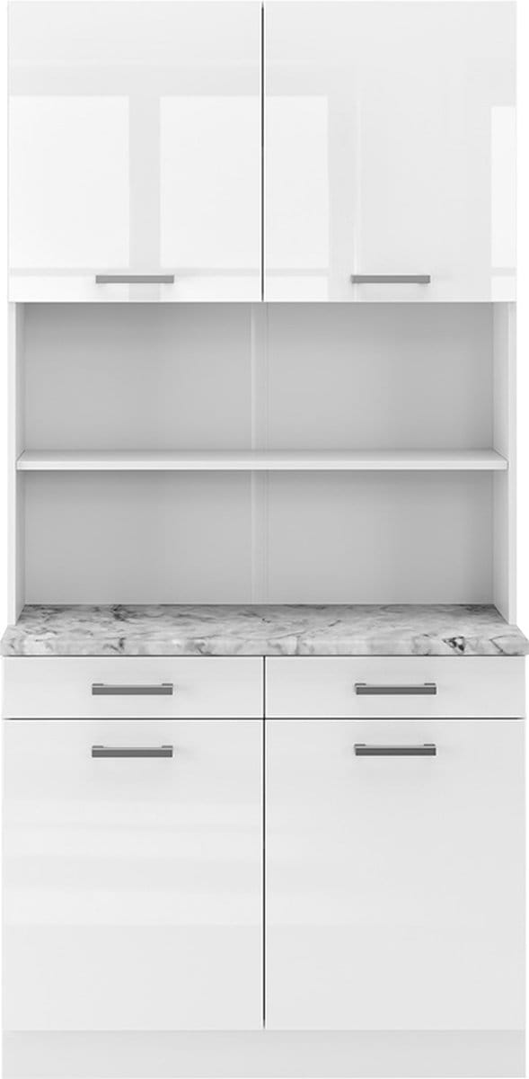 Vicco R-Line Keukenblok – 100 cm, WB Marmer Wit Hoogglans