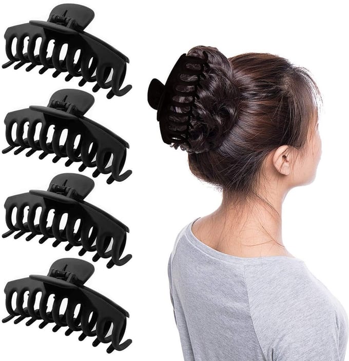 Dailygoods - Grote Haarclips - 4 Stuks Antislip Haaraccessoires voor Dik Haar