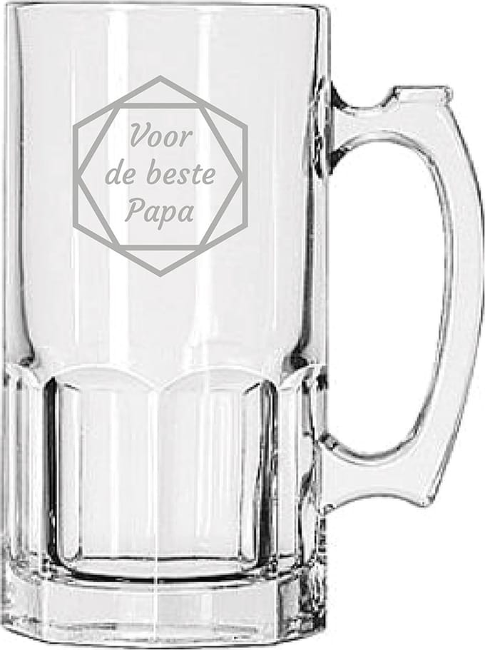 Gegraveerde Bierpul 1ltr voor de beste Papa in hexagon