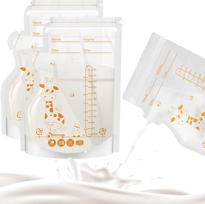 Opbergzakken voor Moedermelk - Ruimtebesparende 8 oz Vriezerzakken met Dubbele Ritssluiting (40 Stuks)