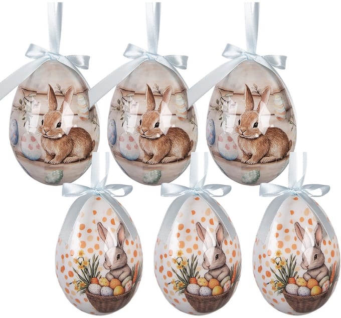 Clayre & Eef Paashanger set van 6 7x10 cm Wit Kunststof