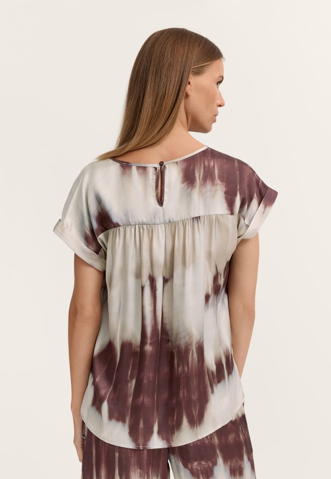 Bugatti Damen Blouse met korte mouwen en grafische print van viscose