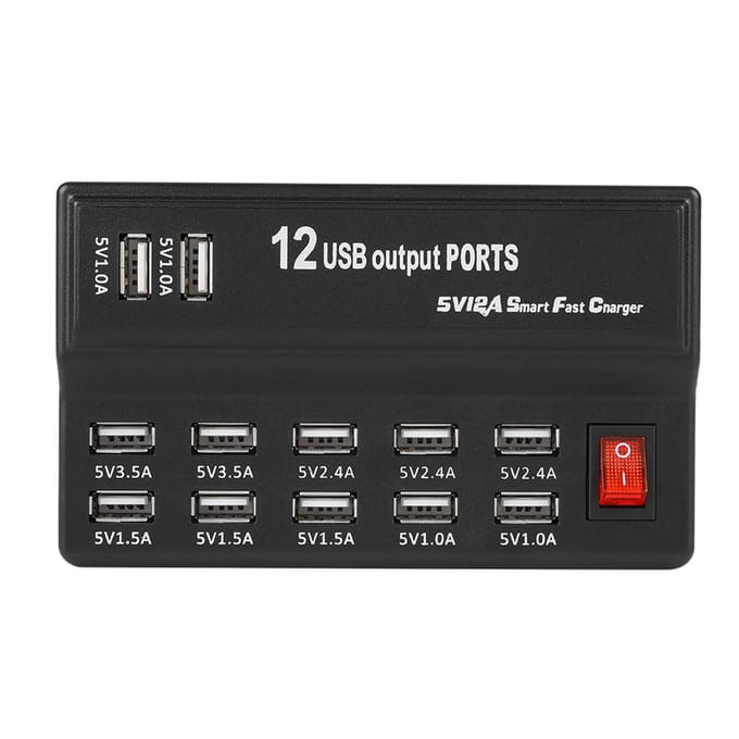 12 Poorten USB Hub 5V 10A Voedingsadapter Laadstation Adapter Lader Thuis Reizen Type EU PLUG gray