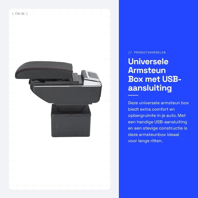 Dailygoods - Universele Armsteun Box met USB-aansluiting voor Auto
