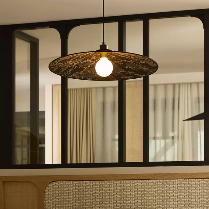 MARKET SET Hanglamp Gatsby, zwart kumo, Ø 60 cm, E27