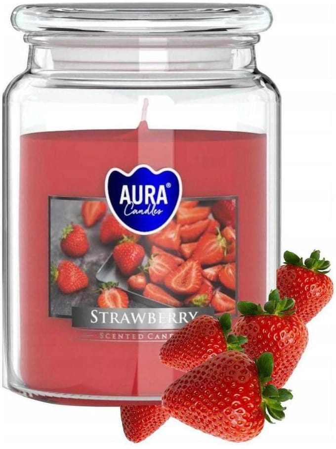 Geurkaars Aardbei in glas - 100 brandurs - 500g