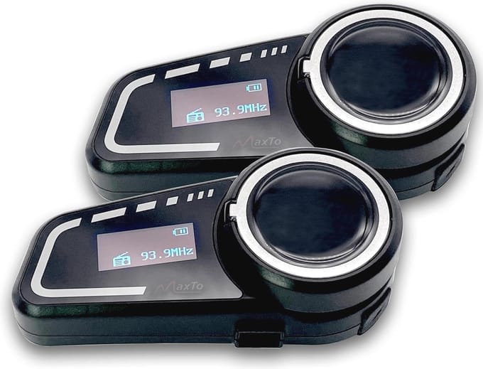 Motorhelmen met Bluetooth intercominstallatie voor 2-6 bestuurders - IP67 waterdicht, CVC + DSP ruisonderdrukking, LCD-scherm, Music Share