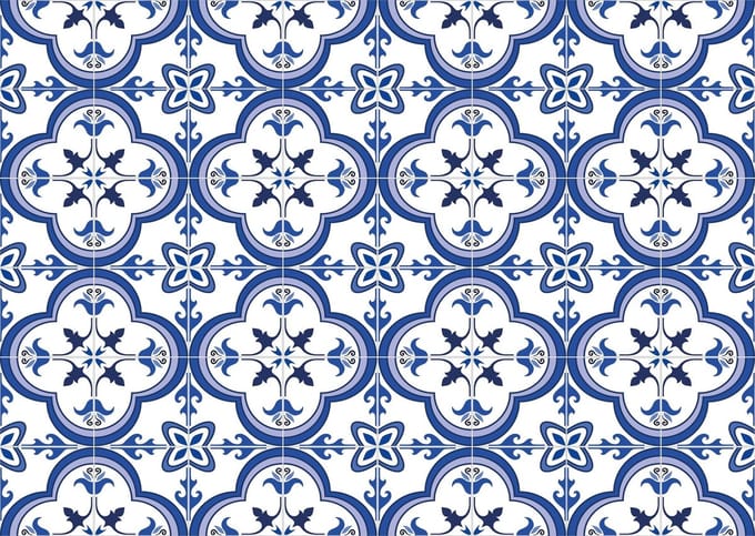 Placemat vinyl | Blauwe Tegels | 6 stuks