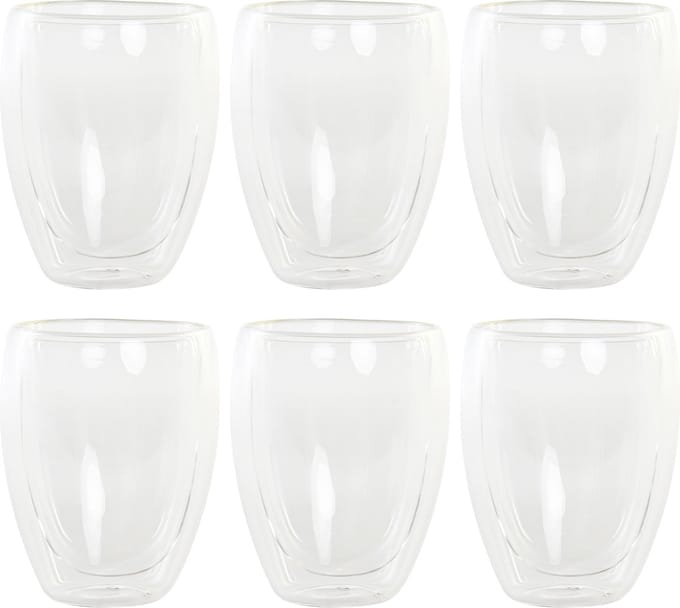 Items koffieglazen dubbelwandig - set 6x - latte macchiato glazen - 350 ml