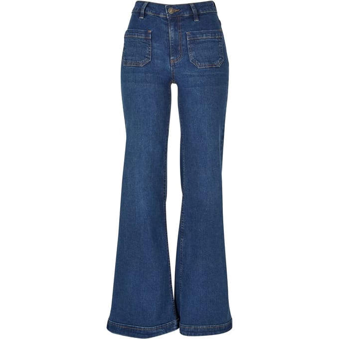Urban Classics Damesjeans: vintage flared denim broek voor dames