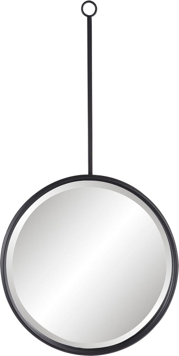 Clayre & Eef Wandspiegel 40*3*77 cm Zwart Ijzer Grote Spiegel Muur Spiegel