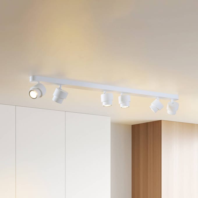 Escale LED spot BRUSH, wit, 110 cm, 6-lamps, dimbaar 2.700 K