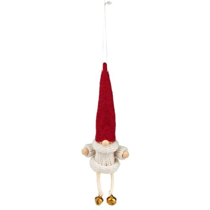 Kerst hanger kabouter van vilt met belletje assorti