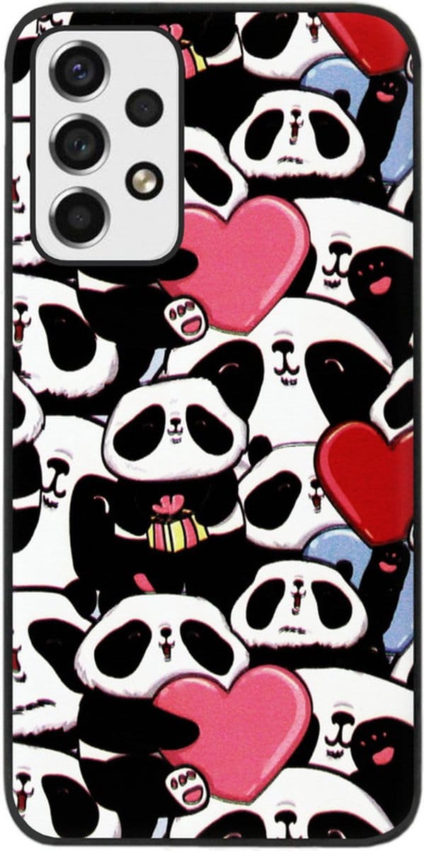ADEL Siliconen Back Cover Softcase Hoesje Geschikt voor Samsung Galaxy A73 - Panda Hartjes