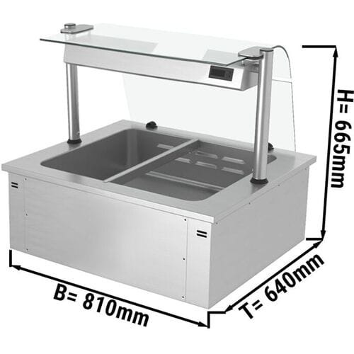 GGM Gastro Inbouw bain-marie (drop-in) - 800mm - 1,46 kW - 2x GN 1/1