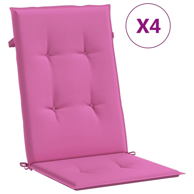 vidaXL - Stoelkussens - 4 - st - hoge - rug - stof - roze